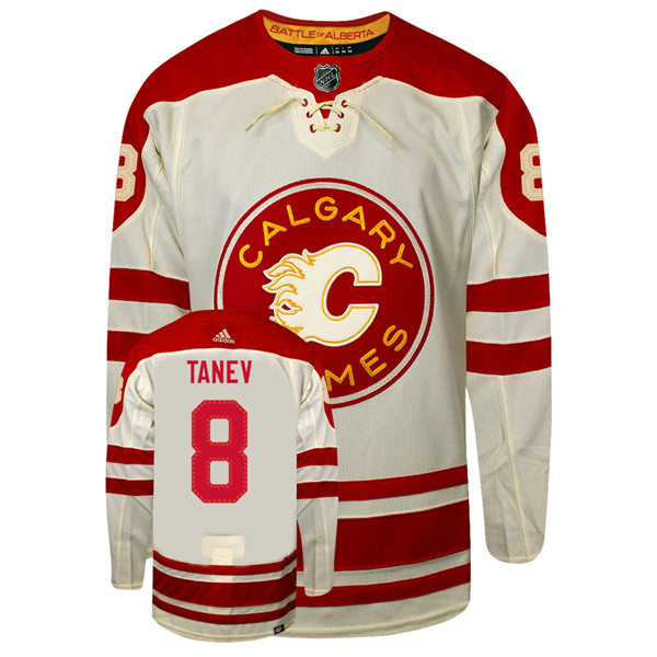 Men's Calgary Flames #8 Christopher Tanev 2023 NHL Heritage Classic Premier Player Jersey Cream
